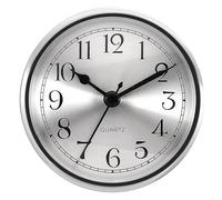 PATIKIL 3.5"/90mm Inserto de Reloj de Cuarzo, Número Arábigo Redondo Reloj Miniatura con Segundero de DIY Reparación para 78mm Diámetro Orificio, Marco Plateado, Aluminio Esfera Plateado