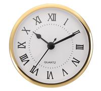 PATIKIL 3.5"/90mm Inserto de Reloj de Cuarzo, Número Romano Redondo Reloj Miniatura con Segundero de DIY Reparación para 78mm Diámetro Orificio, Marco Dorado, PVC Esfera Blanco