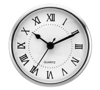 PATIKIL 3.5"/90mm Inserto de Reloj de Cuarzo, Número Romano Redondo Reloj Miniatura con Segundero de DIY Reparación para 78mm Diámetro Orificio, Marco Plateado, PVC Esfera Blanco