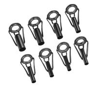 PATIKIL 3-6mm Tubo Diámetro Pesca Varilla Puntas Reparación Kit 8uds Inoxidable Acero Anillo Guía para Salada Agua Dulce Agua Pesca Negro