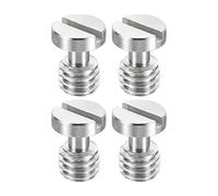 PATIKIL 3/8"-16 Rosca 16mm Longitud Cámara Rápida Liberación Tornillo Trípode Tornillo, 4 Paquete Inoxidable Acero Plano Ranura Tornillos para DSLR Cámara Equipo Accesorios, Plata