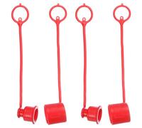 PATIKIL 3/8" ISO 16028 Plana Cara Hidráulico Acoplador Macho Antipolvo Tapa y Hembra Enchufe Cubierta 2 Conjunto Hidráulico Enchufe Cubierta con Retención Anillo Rojo