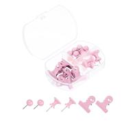 PATIKIL 3/8 Pulgada Empuje Pasadores Juego, Redondo Mapa Empuje Pasadores Pulgar Tachuelas Sin arañazos Toro Clips Oficina Suministros Juego para Colgar Fotos Corcho Tablero, Rosa