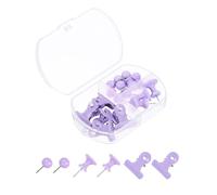 PATIKIL 3/8 Pulgada Empuje Pasadores Juego, Redondo Mapa Empuje Pasadores Pulgar Tachuelas Sin arañazos Toro Clips Oficina Suministros Juego para Colgar Fotos Corcho Tablero, Púrpura
