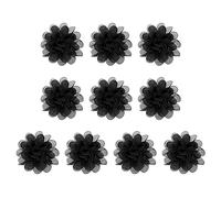 PATIKIL 3.9" Gasa Flores, 10uds Malla Tela Flores Costura Tela Apliques Diadema Adornos para Bricolaje Artesanía Boda Decoración, Negro
