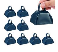 PATIKIL 3" Cencerros Para Partidos De Fútbol 10 Pcs Cencerros De Metal Con Asa Hacedores De Ruido Fuertes Percusión Manual Para Eventos Deportivos Competencias De Animación Azul Marino