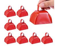 PATIKIL 3" Cencerros Para Partidos De Fútbol 10 Piezas Cencerros De Metal Con Asa Hacedores De Ruido Fuerte Percusión Manual Para Eventos Deportivos Competencia De Animación Rojo