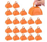 PATIKIL 3" Cencerros Para Partidos De Fútbol 20 Pcs Cencerros De Metal Con Asa Hacedores De Ruido Fuerte Percusión Manual Para Eventos Deportivos Competencia De Animación Naranja