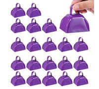 PATIKIL 3" Cencerros Para Partidos De Fútbol, 20 Pcs Cencerros De Metal Con Asa Hacen Ruido Fuerte Percusión Manual Para Eventos Deportivos Animación Competencia Maratón Boda, Azul Morado