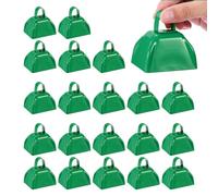 PATIKIL 3" Cencerros Para Partidos De Fútbol 20 Pzas Cencerros Metálicos Con Asa Hacen Ruido Fuerte Instrumentos De Percusión Manual Para Eventos Deportivos Animación Competencia Verde