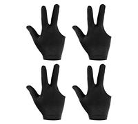 PATIKIL 3 Dedos Billar Guantes, 4 Paquetes Billar Guantes Izquierda y Derecha Mano Mostrar Guantes Billar Taco Guante para Tirador Carambola Billar Snooker Taco Deporte, Negro