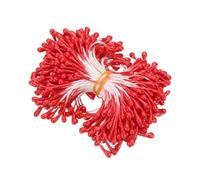 PATIKIL 3 Mm Cabezas Dobles Estambre De Flor 300 Pcs Estambre Artificial Pistilo Perla Mate Estambre Floral para DIY Tarjeta Navideña Decoración De Boda Rojo