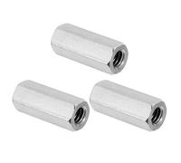 PATIKIL 3 Piezas 1/4"-20 UNC Tuercas de Acoplamiento Tono Plateado | Hexagonal de Acero Inoxidable 304, Tuercas de Acoplamiento de Varilla Roscada Completa de 1.18" de Longitud