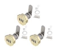 PATIKIL 3 Piezas De Cerradura De Gabinete Combinada Sin Llave De Metal Con 3 Dígitos Y Cilindro De 25/32 Pulgada Para Cajones De Gabinete Puertas Caja De Depósito Archivo Buzón Dorado