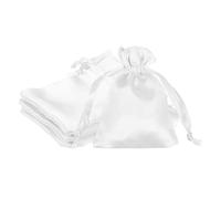PATIKIL 3 X 4 Inch Bolsas De Raso Con Cordón, 6 Pcs Bolsa De Regalo De Seda Con Cordón Para Joyería Dulces Navidad Boda Graduación Cumpleaños Pascua, Blanco