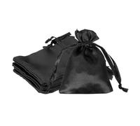 PATIKIL 3 X 4 Inch Bolsas De Raso Con Cordón, 6 Pcs Bolsa De Regalo De Seda Con Cordón Para Joyería Dulces Boda Navidad Graduación Cumpleaños Pascua, Negro