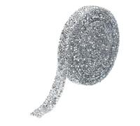 PATIKIL 3 Yardas Cinta de Resina con Estrás 15Mm Tiras de Estrás con Adhesivo Termofusible Cinta de Diamantes Brillantes para Manualidades y Ropa Diy Color Plata