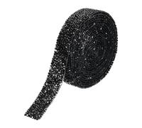 PATIKIL 3 Yardas Cinta de Resina con Estrás 20Mm Tiras de Estrás con Adhesivo Termofusible Cinta de Diamantes Brillantes para Manualidades y Ropa Diy Color Negro