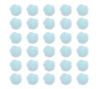 PATIKIL 30pcs Pompones de Piel Sintética, Bola Esponjosa con Lazo Elástico Pompón de Adorno de Costura para Llaveros, Tejido de Gorros, Bufandas, Guantes, Bolsas, Manualidad, Azul Claro
