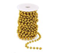 PATIKIL 33 Pies Cadena de Perlas de 10 mm Cuentas de Perlas de Carrete de Cuentas Falsas Cadena de Rollos de Perlas para Decoración de Bodas Fiesta Flores Árbol de Navidad, Oro Oscuro