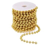 PATIKIL 33 Pies Cadena de Perlas de 8 mm Cadena de Perlas de Carrete de Cuentas Falsas Rollos de Hilos de Perlas Cadena de Perlas para Decoración de Boda Fiesta, Dorado