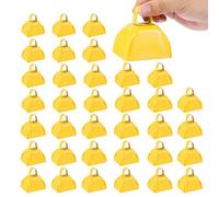 PATIKIL 36 campanas de vaca para juegos de fútbol, cencerros de 3 pulgadas para eventos deportivos, a granel, fabricantes de ruido fuerte, campana de vaca de metal con asa para animar bodas, color