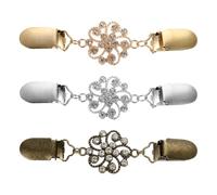 PATIKIL 3Pcs Broches Vintage Para Capa, Broches Para Suéter Mujer, Clip Para Cuello Ropa Mujer, Suéter, Chal, Accesorios, Hebilla Retro, Broche, Tono Plata/Dorado/Bronce (4.9x1.3 Pulgadas)