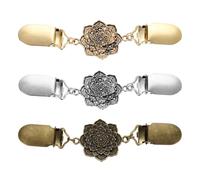 PATIKIL 3Pcs Broches Vintage Para Capas, Clip Para Suéter Mujer, Clip Para Cuello Ropa Mujer, Suéter, Cardigan, Accesorios, Tonos Plateado/Dorado/Bronce (4.7x1 Pulgada)
