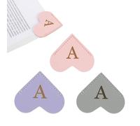 PATIKIL 3pcs Marcador de Libros Set, Letra A Corazón Marcapagina de Albeto Inicial Cuero Página Clip Personalizado Marca Bookmark para Lectura Oficina Estudia Álbum, Multicolores