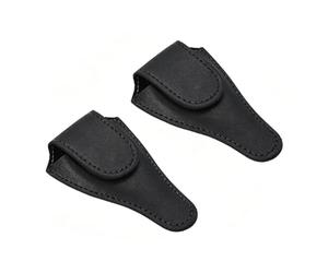 PATIKIL 4.5"x2.6" Bordado Tijeras Funda, 2 Paquete PU Cuero Uñas Cutícula Tijera Cubierta Pequeño Punta Pinzas Tijeras Protector Estuche, Negro