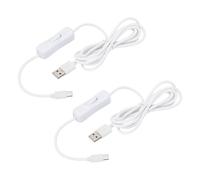 PATIKIL 4.92ft Cable Extensión USB Con Interruptor De Encendido Y Apagado, 2pcs Tipo C A USB Macho Cable De Datos Y Alimentación 4 Núcleos Lámpara De Escritorio Ventilador, Blanco