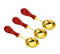 PATIKIL 4" Cera Sello Cuchara, 3uds Cera Sellado Derretir Cuchara Latón Vintage Madera Mango para Cera Lacre Sello Sobre Arte Artesanía, Rojo