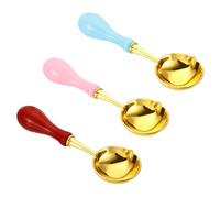PATIKIL 4" Cera Sello Cuchara, 3uds Cera Sellado Derretir Cuchara Latón Vintage Madera Mango para Cera Lacre Sello Sobre Arte Artesanía, Rosa, Rojo, Cielo Azul