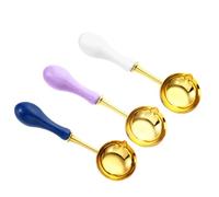 PATIKIL 4" Cera Sello Cuchara, 3uds Cera Sellado Fundir Cuchara Latón Vintage Madera Mango Cera Cuchara para Cera Sello Sobre Artesanía Proyectos, Mezclados Colores