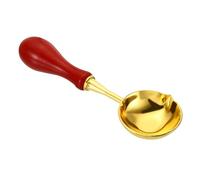 PATIKIL 4" Cera Sello Cuchara, Cera Sellado Derretir Cuchara Latón Vintage Madera Mango para Cera Lacre Sello Sobre Arte Artesanía, Rojo