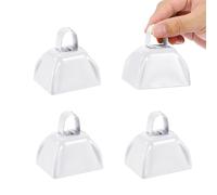 PATIKIL 4 Piezas De Campanas De Vaca Para Partidos De Fútbol, Campanas De Vaca De 3 Pulgadas Para Eventos Deportivos Al Por Mayor Hacedores De Ruido Fuerte Campana Maratón Bodas, Blanco