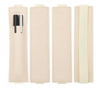 PATIKIL 4 Piezas Portalápices Elástico Para Cuaderno, Ajustable Para Sostener 2 Lápices, Funda De Lápiz De Cuero PU Para Tablero De Escritura, Planificador Y Libros, Beige