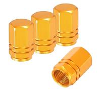 PATIKIL 4 Piezas Tapones Válvula Aire para Neumáticos Hexagonales Dorado | Cubiertas Antipolvo, Aleación Aluminio, Para Ruedas Coche Camión Motocicleta SUV, En Forma Tornillo