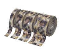 PATIKIL 4 Rollos de Cinta de Rhinestones, 0.35"/0.59"/1.06"/1.18" Tiras de Rhinestones de Cristal Autoadheribles, 4 Yardas de Pegatinas de Diamantes Bling de Resina, Café/Leopardo