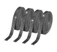 PATIKIL 4 Rollos de Cinta de Rhinestones, Tiras Autoadhesivas de Cristal de 0.35", 4 Yardas de Pegatinas de Diamantes Bling en Resina para Manualidades DIY, Color Negro