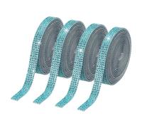 PATIKIL 4 Rollos de Cinta de Rhinestones, Tiras de Rhinestones de Cristal Autoadhesivas de 0.35", 4 Yardas de Pegatina de Diamante Bling de Resina para Manualidades DIY, Azul Claro