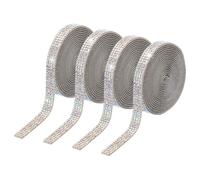 PATIKIL 4 Rollos de Cinta de Rhinestones, Tiras de Rhinestones de Cristal Autoadhesivas de 0.35", 4 Yardas de Pegatina Bling de Diamante de Resina para Manualidades DIY, Color AB