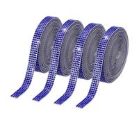 PATIKIL 4 Rollos de Cinta de Rhinestones, Tiras de Rhinestones de Cristal Autoadhesivas de 0.35", 4 Yardas de Pegatina de Diamantes Bling de Resina para Manualidades DIY, Azul