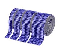 PATIKIL 4 Rollos de Cinta Rhinestone, Tiras Autoadhesivas de Cristal 0.35"/0.59"/1.06"/1.18", 4 Yardas de Pegatinas Diamantadas para Manualidades DIY, Azul