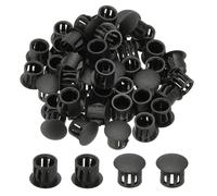 PATIKIL 48Pcs Tapones para Agujeros, 10mm Tapa de Plástico Agujeros con Cierre Presión para Escritorio, Ojales, Hebillas, Tapones de Bloqueo, Insertos para Muebles, Armarios Cocina, Negro