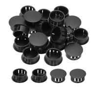 PATIKIL 48Pcs Tapones para Agujeros, 22mm Tapa de Plástico Agujeros con Cierre Presión para Escritorio, Ojales, Hebillas, Tapones de Bloqueo, Insertos para Muebles, Armarios Cocina, Negro