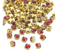 PATIKIL 4mm Garra Coser en Rhinestones Cristales, 100 Pcs Vidrio Metal Base Plana Flores Garra Gemas Manualidades para Zapatos Vestido Ropa Pendientes Cinturón Bordado Cinturón, Rojo