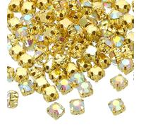 PATIKIL 4mm Garra Coser en Rhinestones Cristales, 100 Pcs Vidrio Metal Base Plana Flores Garra Gemas Manualidades para Zapatos Vestido Ropa Pendientes Cinturón Bordado Cinturón, Blanco AB