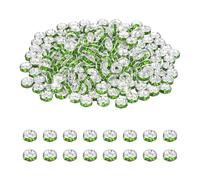 PATIKIL 4mm Rondelle Separador De Cuentas, 200 Pcs Cristal Rhinestone Cuentas Sueltas Separadores Para Hacer Joyería, DIY Pulseras, Collar, Plateado/Verde Claro