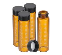 PATIKIL 4pcs 40ml Pequeños Frascos de Vidrio Marrón con Tapa de Rosca Negra, Frascos de Muestra Graduados de Vidrio Borosilicato para Almacenamiento de Sólidos, Líquidos y Polvos
